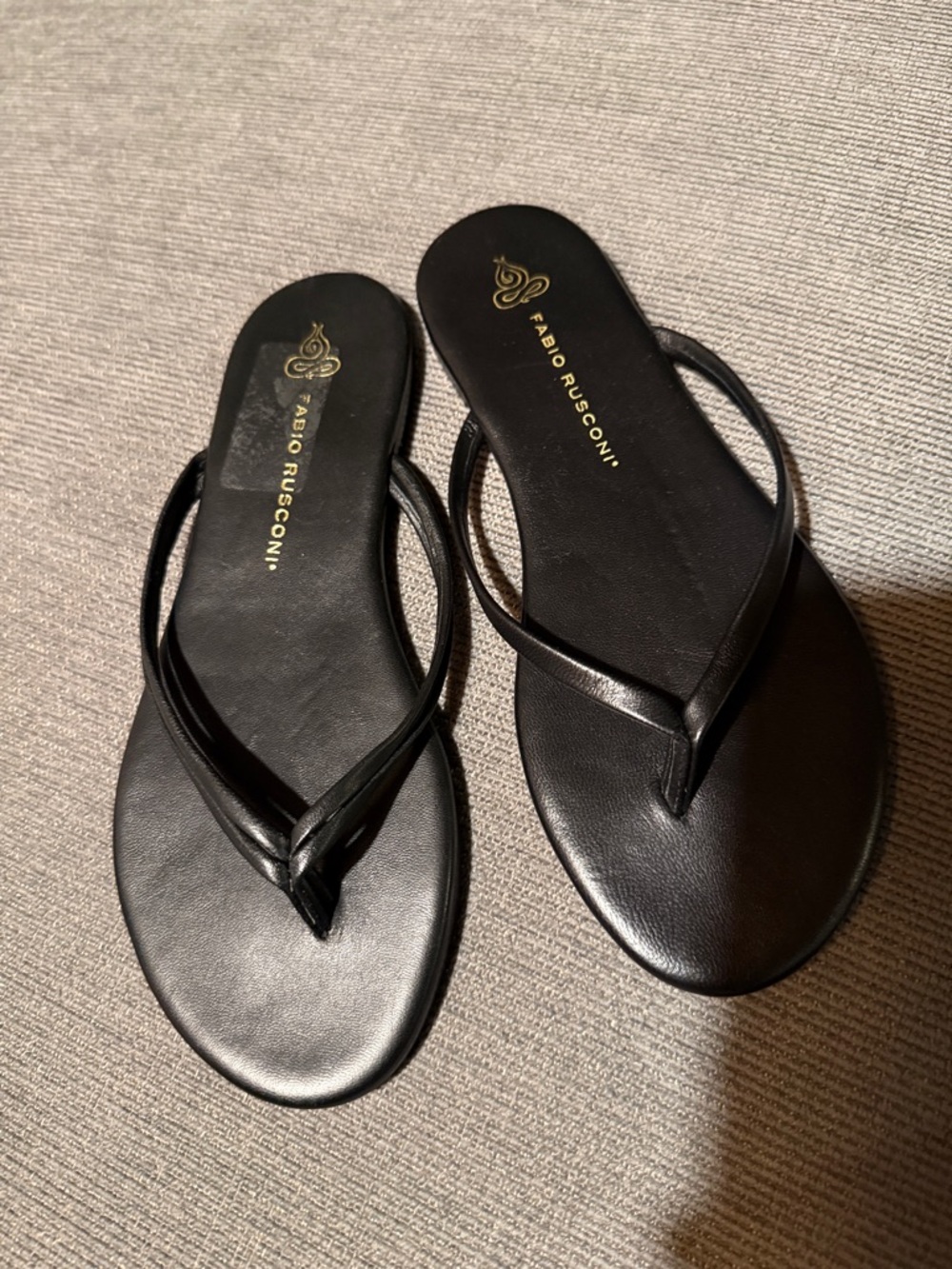 Fabio Rusconi Black Leather Thong Sandals